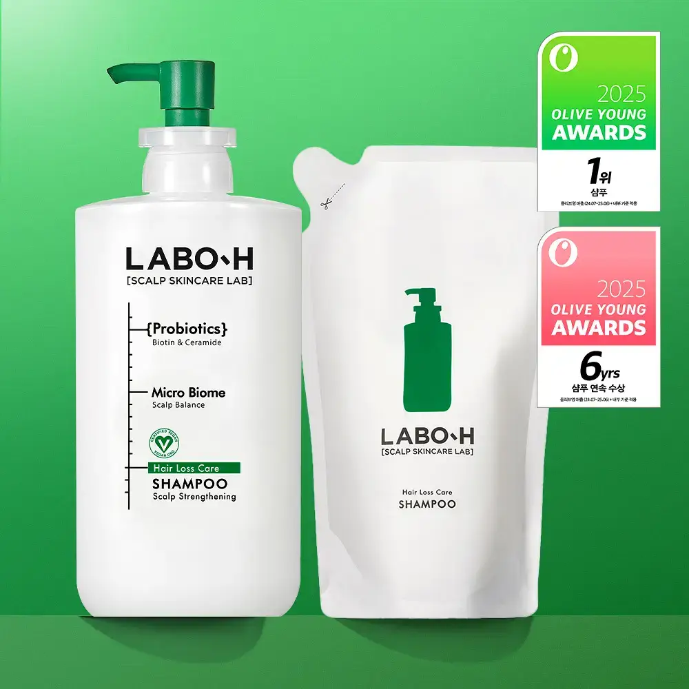 [올영단독/대용량] 라보에이치 두피강화샴푸 탈모증상완화 750ML 리필 기획(+600ML 리필)